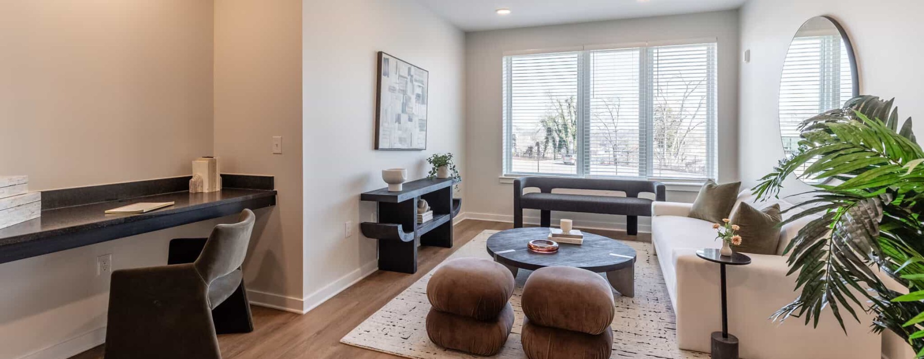 Open space living area with natural lighting