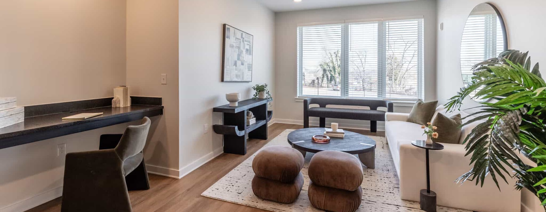 Open space living area with natural lighting